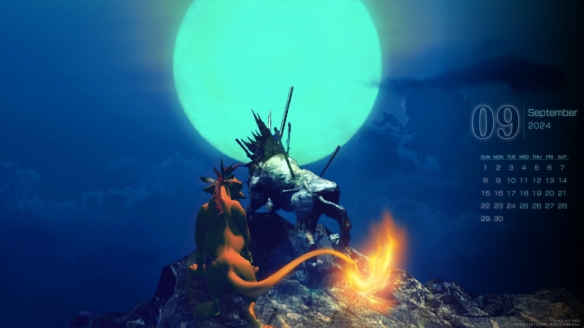 《FF7重生》9月日历壁纸：赤红十三和塞特共赏明月！-第2张图片