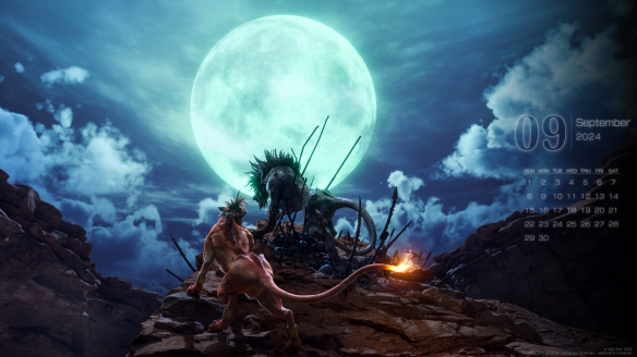 《FF7重生》9月日历壁纸：赤红十三和塞特共赏明月！-第4张图片