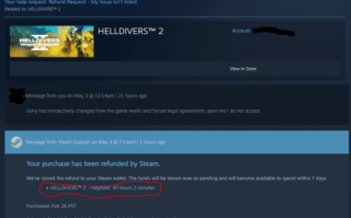 民主的胜利！Steam开始为《地狱潜者2》超2小时玩家退款