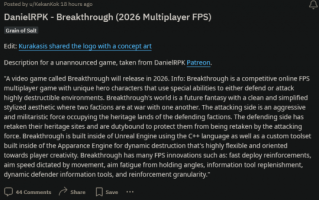 2026年，新的多人FPS作品突破被提前泄露。